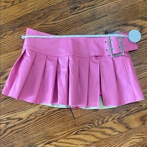 Pink Pleated Mini Skirt with Belt